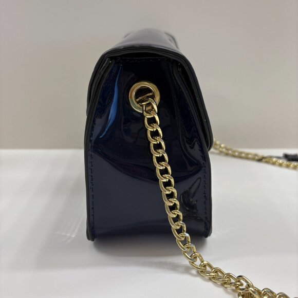 BCBG Generation - Milly Navy Blue Crossbody Bag Purse- Vegan Patent Leather - NW - Picture 6 of 9